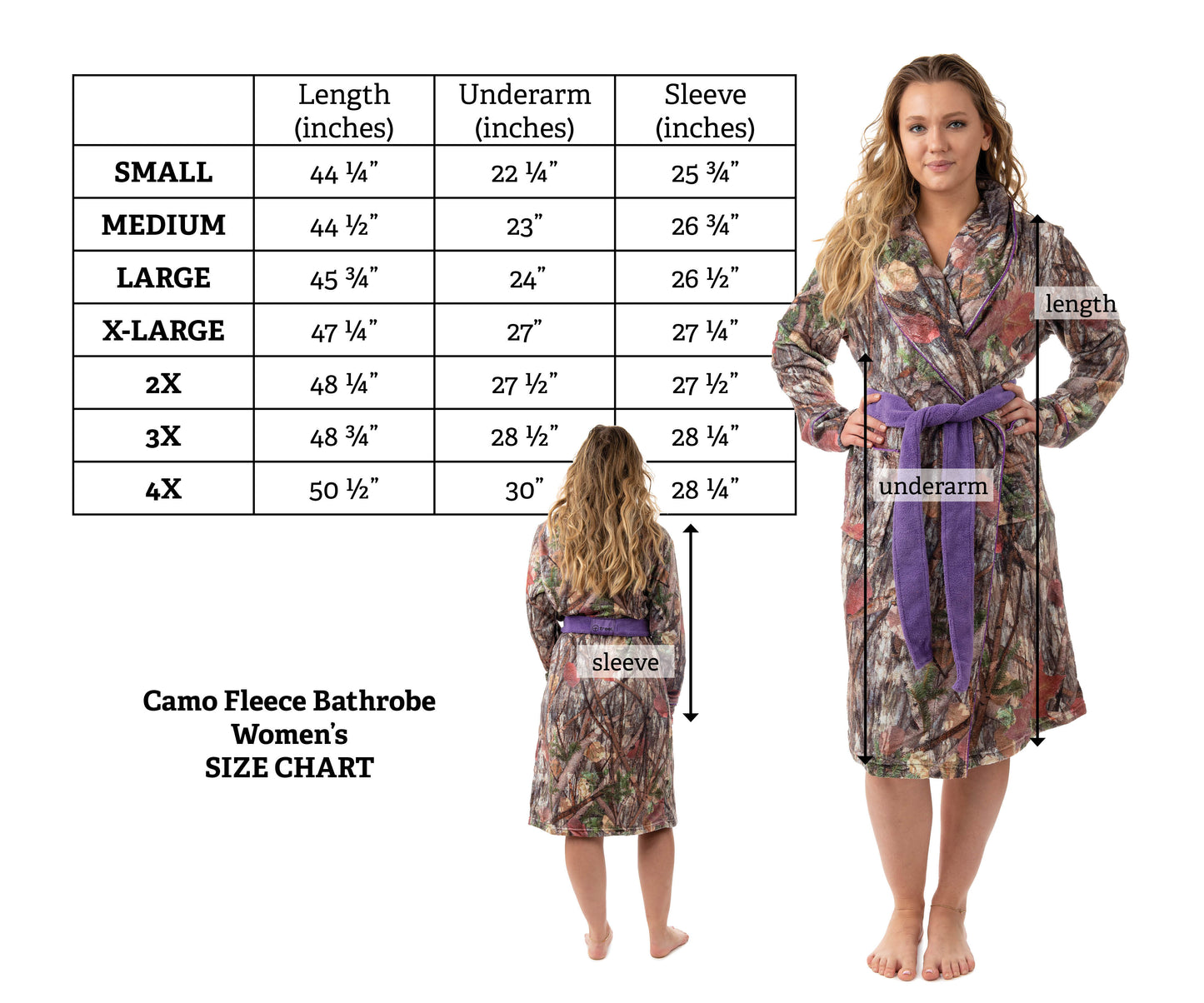 Coral Fleece Camo Lounge Robe, Purple
