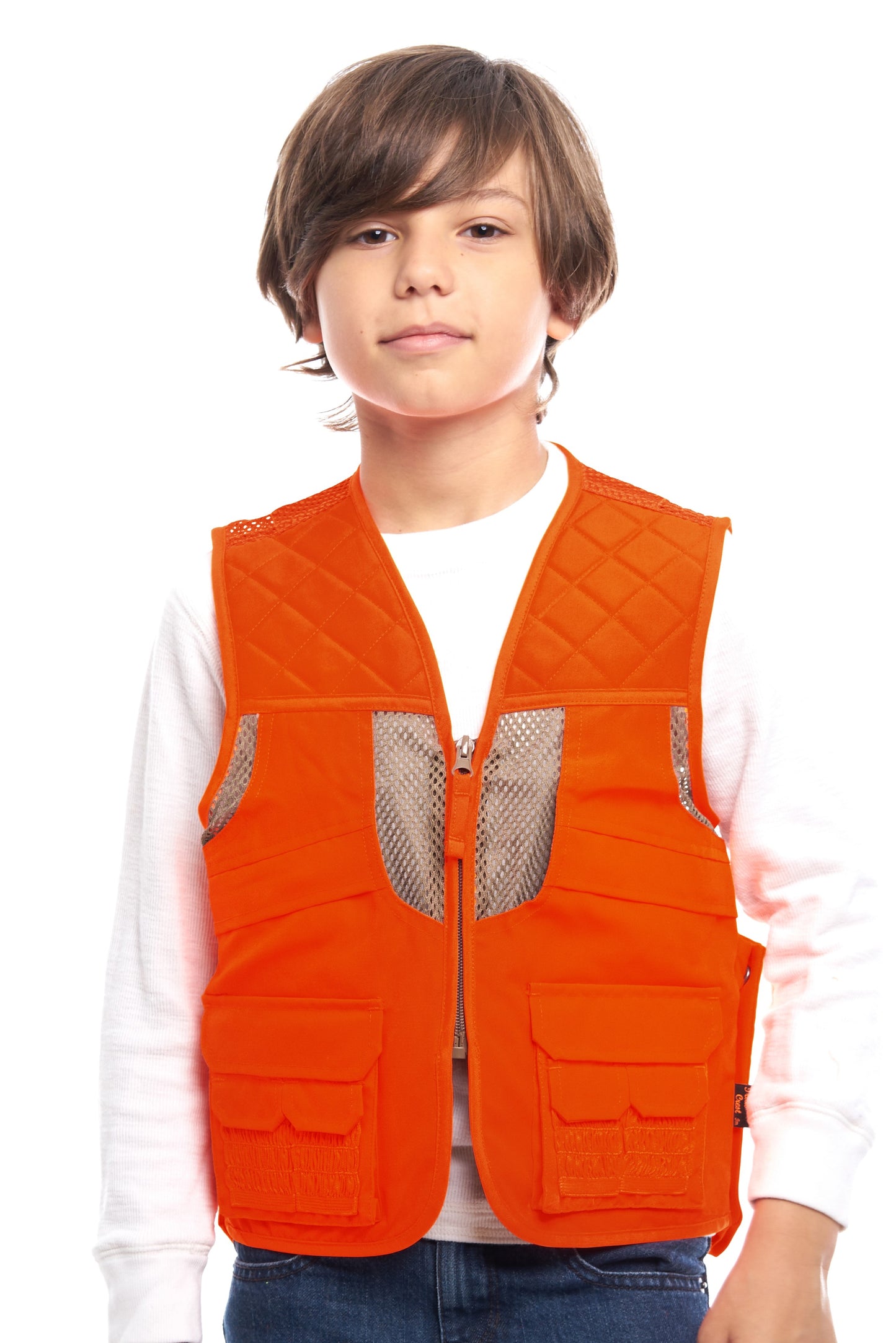 TrailCrest by Treel Kid's Upland Delue Blaze Orange Safety Front Loader High Visibility Vest