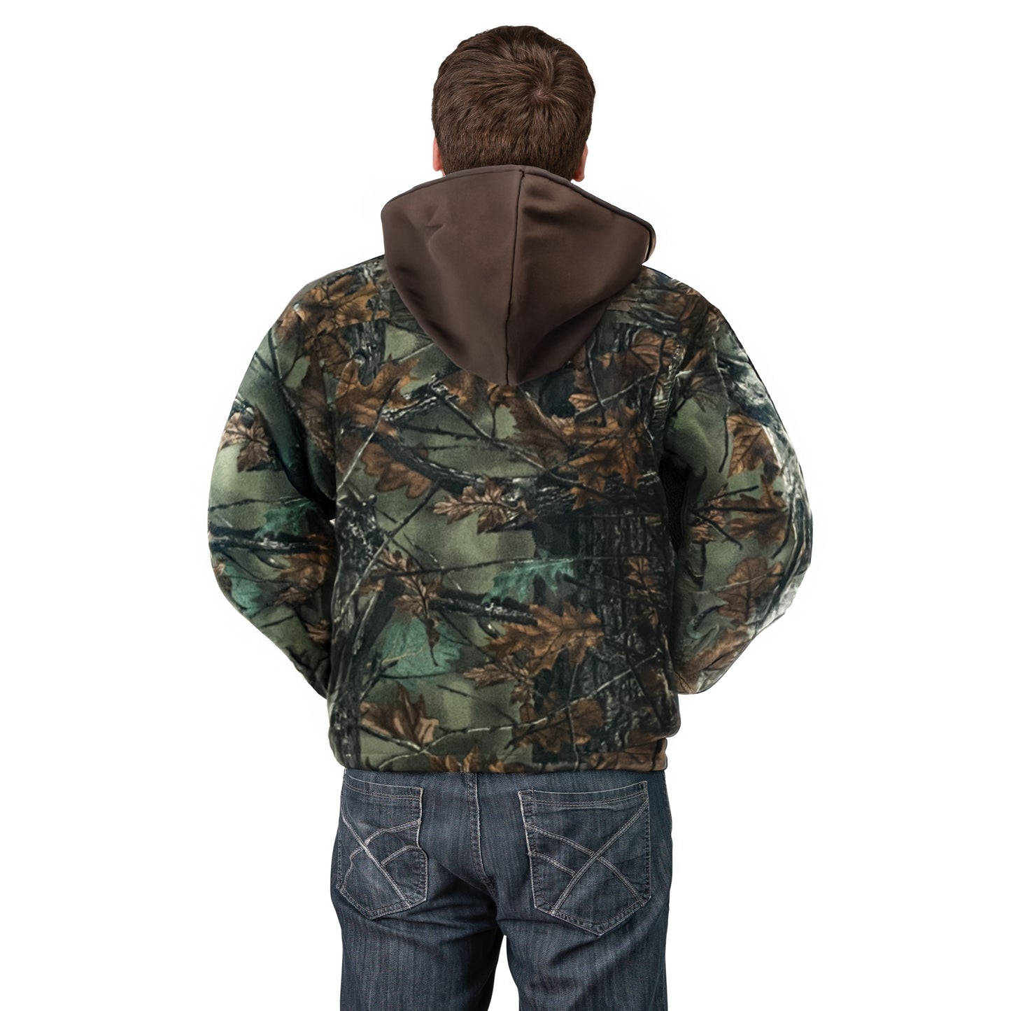 TrailCrest Men’s Hoodie Fleece Jacket With Pockets Warm Sherpa Lined Camo Hooded Coat
