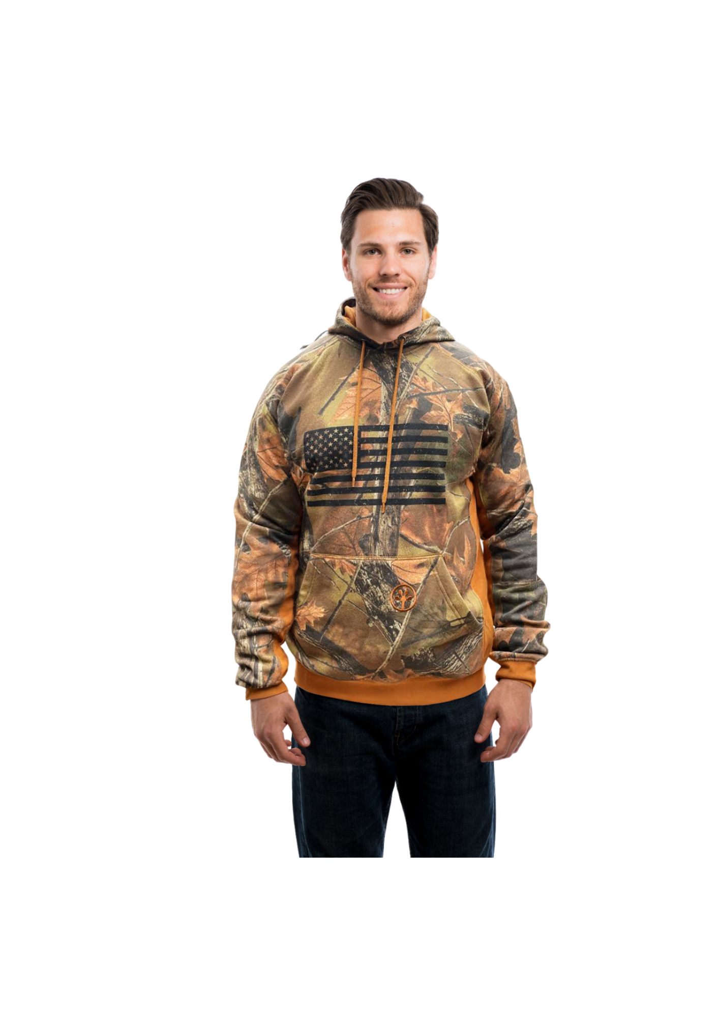 TrailCrest by Treel Mens Camo Hoodie Sweatshirt With Flag