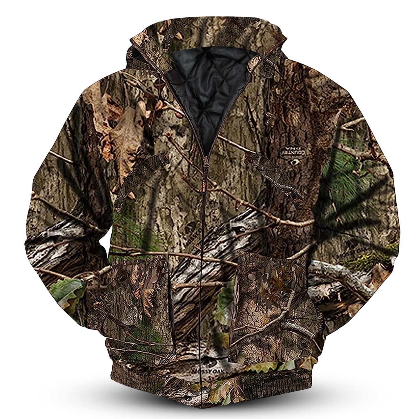 TrailCrest by Treel Men's Mossy Oak Tactical Hoodie Jacket-Insulated & Waterproof Warm Camo Gear Coat