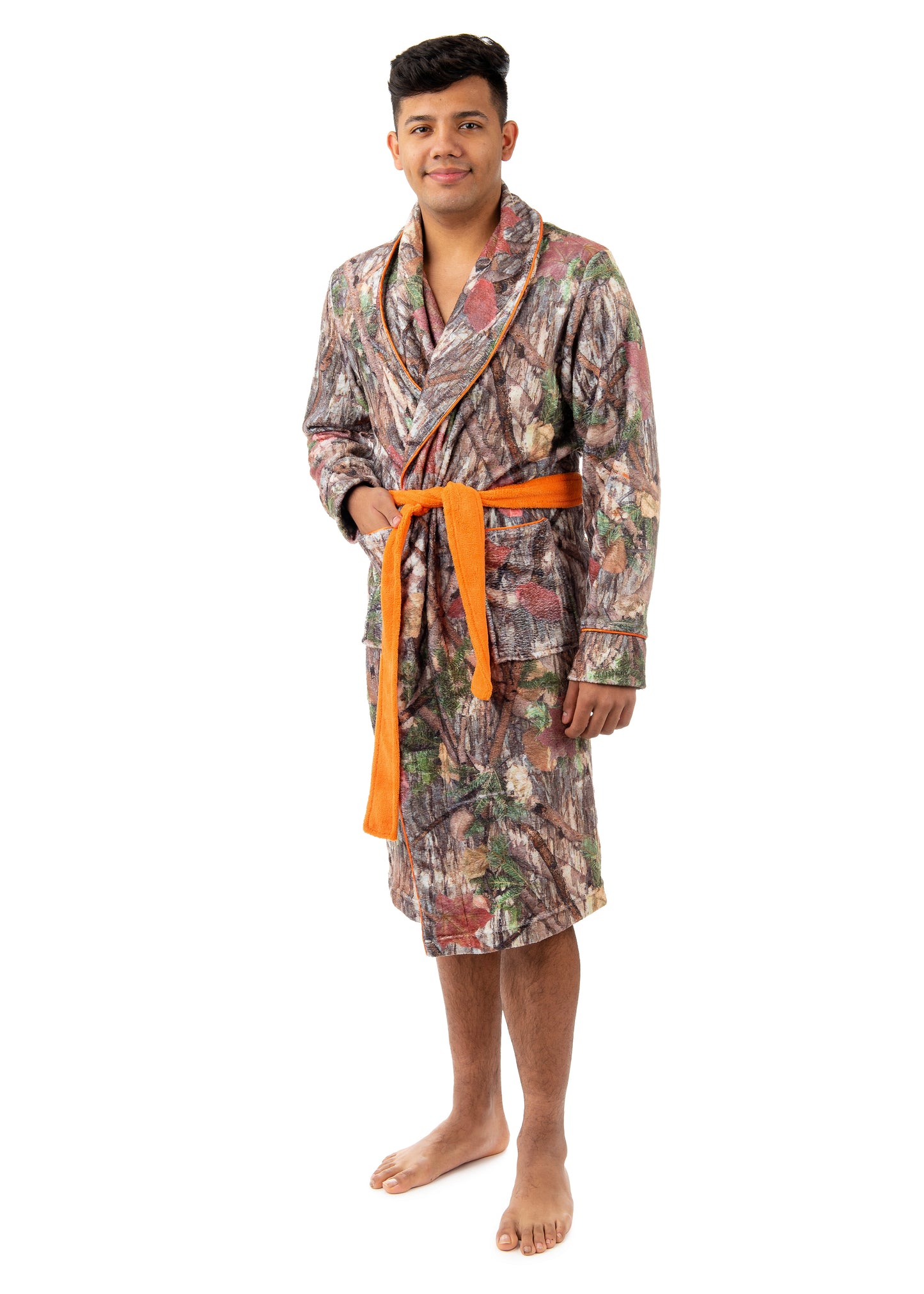 Coral Fleece Lounge Robe, Orange