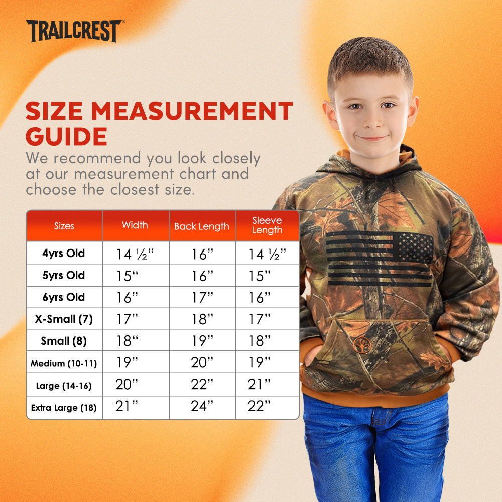 TrailCrest by Treel Boys Hoodie Sweatshirt- Comfortable, Stylish Camo Jacket for Outdoor Activities, Hunting and Casual Wear