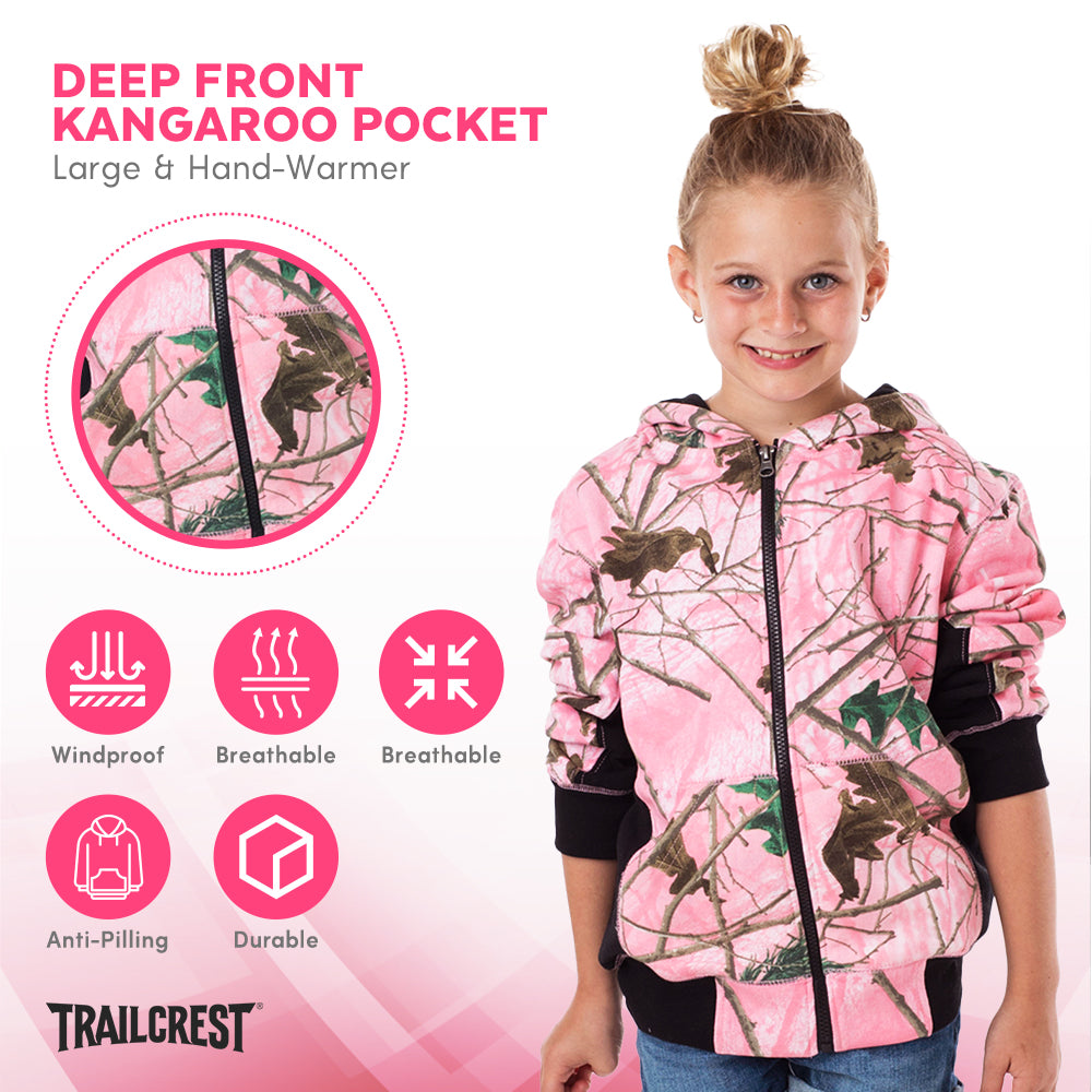 TrailCrest by Treel Girl's Full Zip Up Hoodie Sweatshirt Fashion Hooded Jacket
