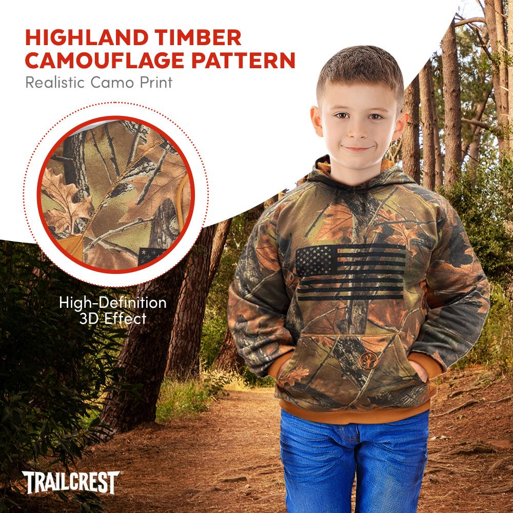 TrailCrest by Treel Boys Hoodie Sweatshirt- Comfortable, Stylish Camo Jacket for Outdoor Activities, Hunting and Casual Wear