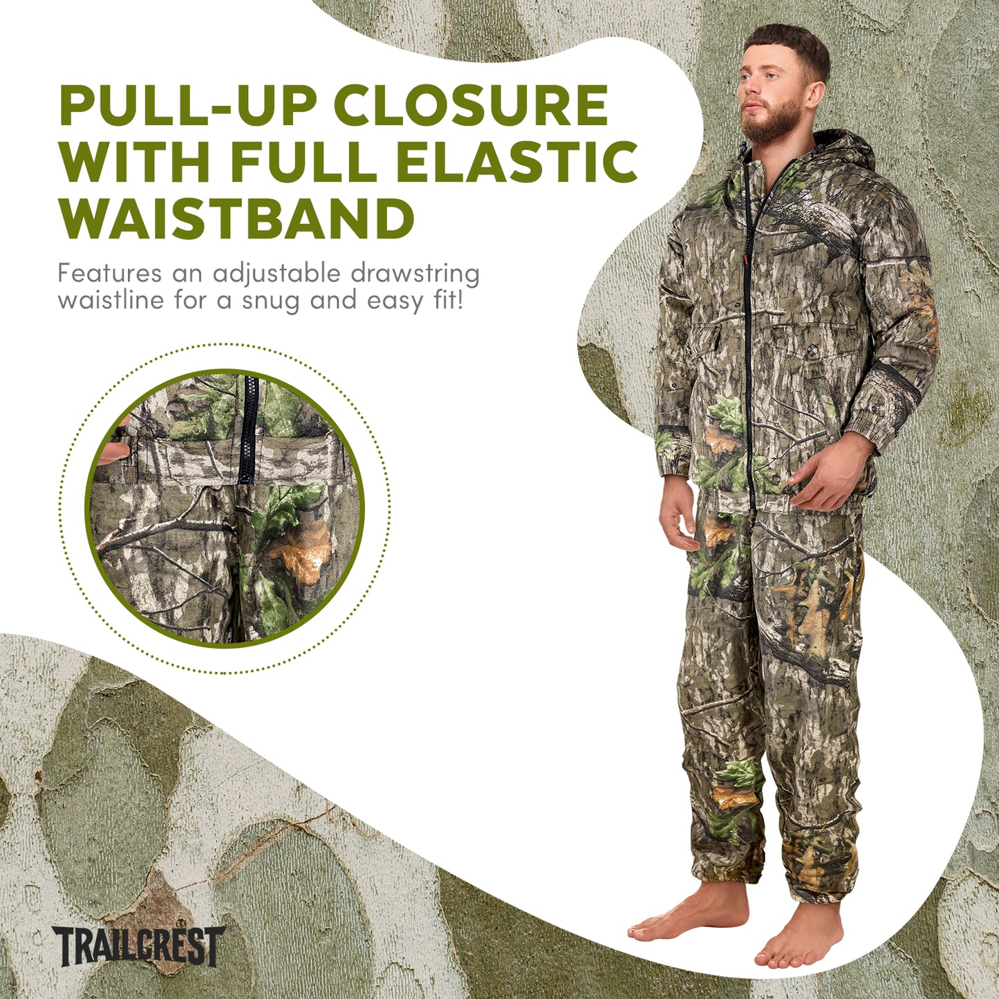 TrailCrest by Treel Men's Open Bottom Cotton Blend Cozy Sweatpants with 3 Pockets Yoga Lounge Hunting