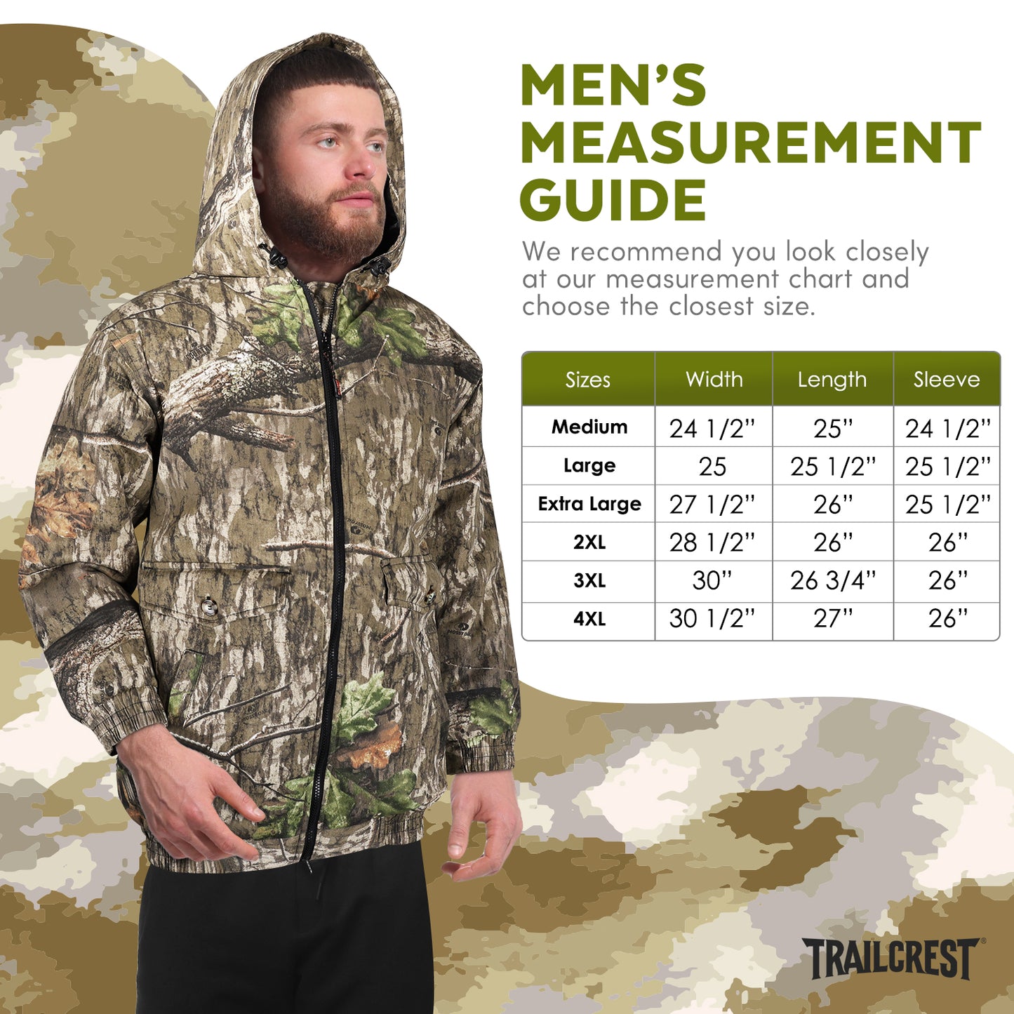 Mossy Oak Men's Insulated Camo Jacket – Country Roots Pattern – Quilted Lining, Cotton Twill Shell, Cold Weather Work Jacket