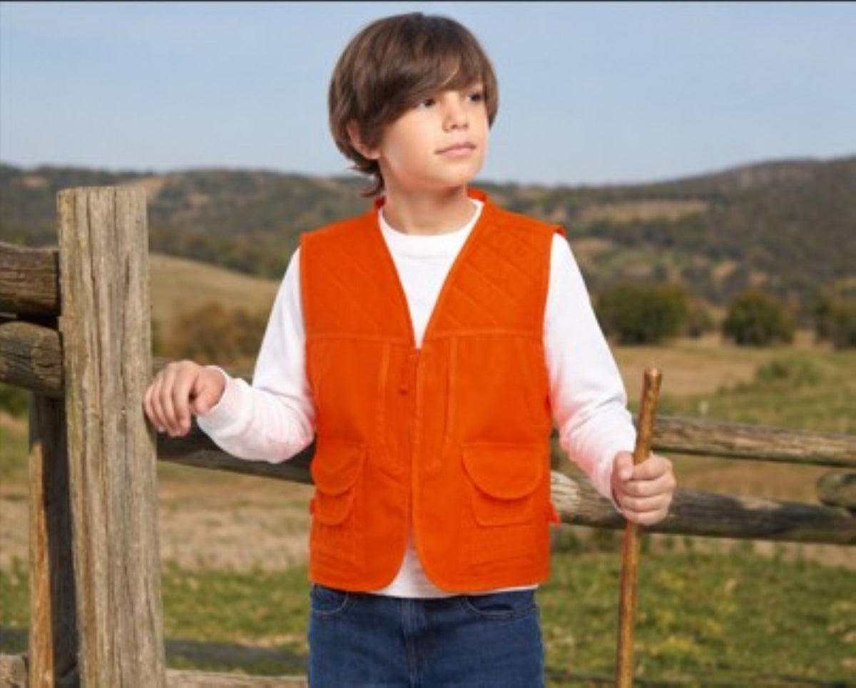 TrailCrest by Treel Kids Blaze Orange Safety Front Loader High Visibility Hunting Vest