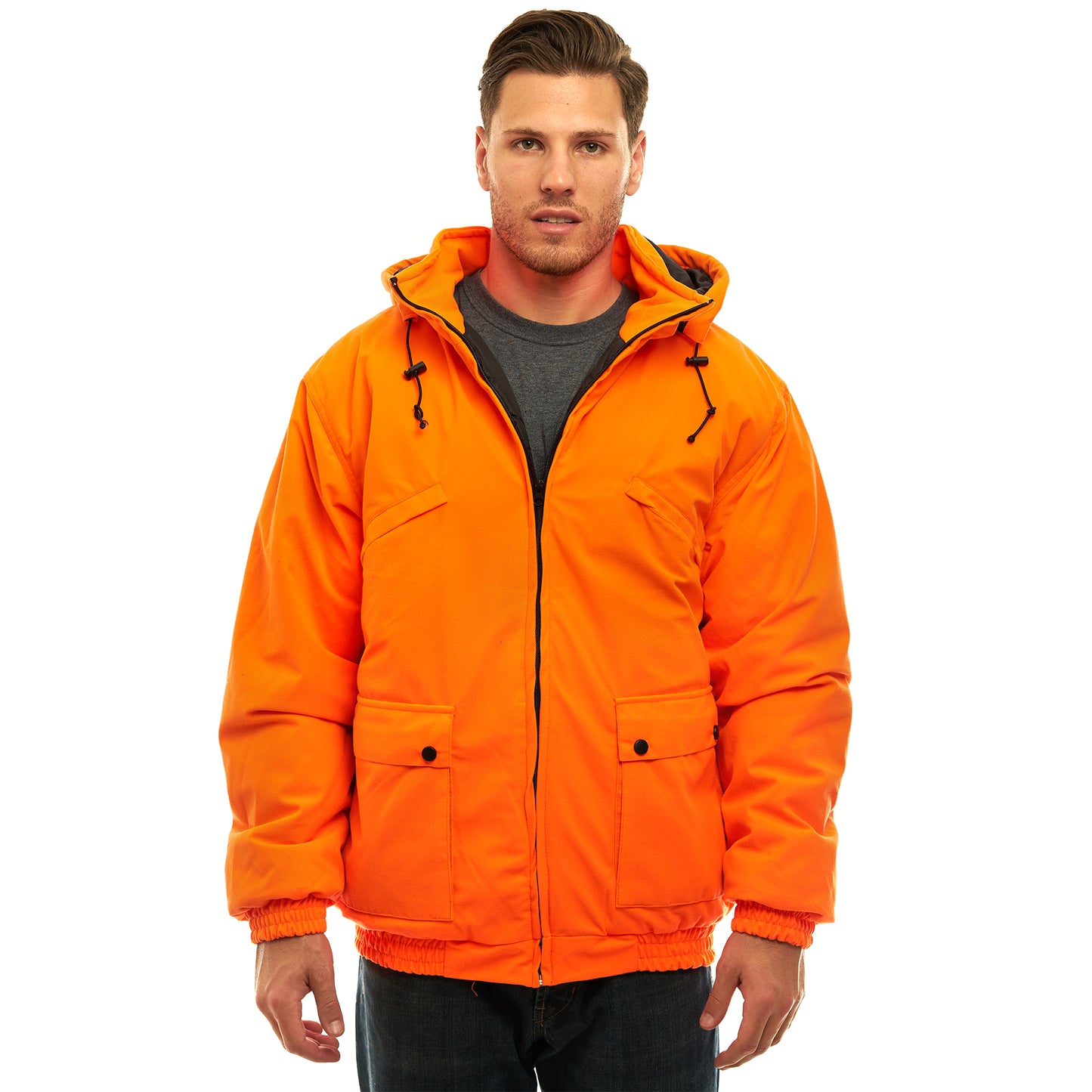 TrailCrest by Treel Men's Safety Blaze Orange Insulated & Waterproof Tanker Jacket