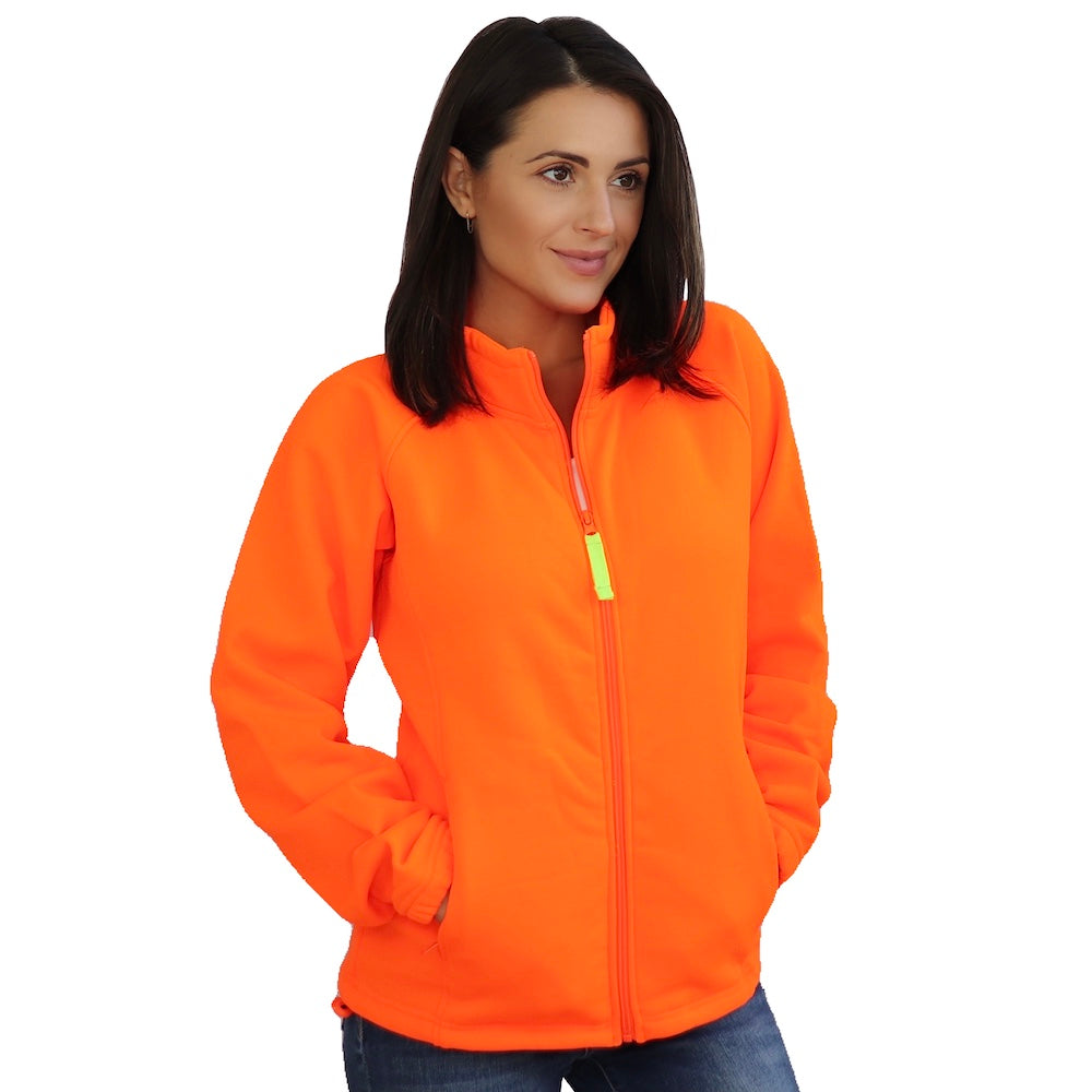 TrailCrest by Treel Women's Semi-Fitted Blaze Orange Full Zip 12 Oz. Fleece Jacket