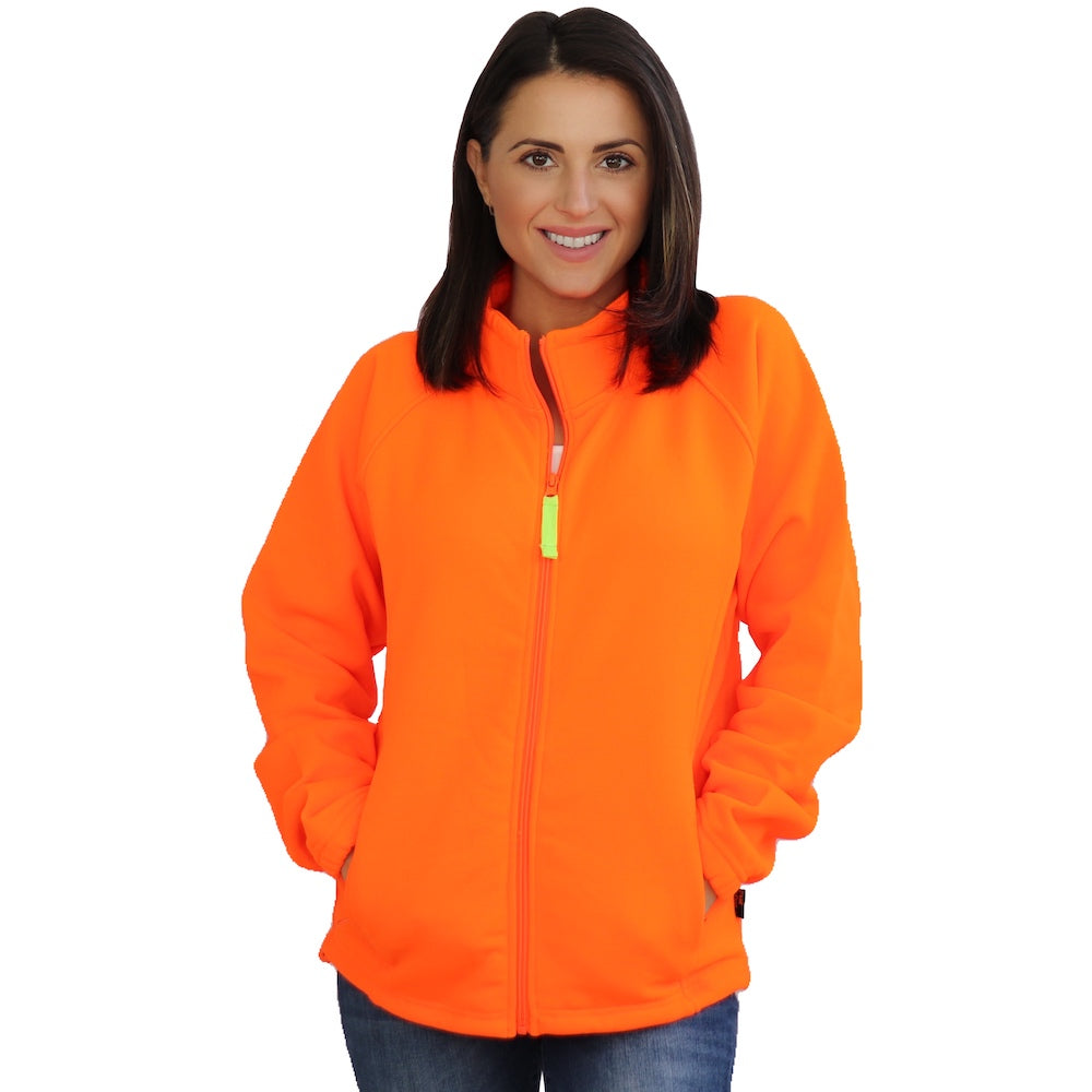 TrailCrest by Treel Women's Semi-Fitted Blaze Orange Full Zip 12 Oz. Fleece Jacket