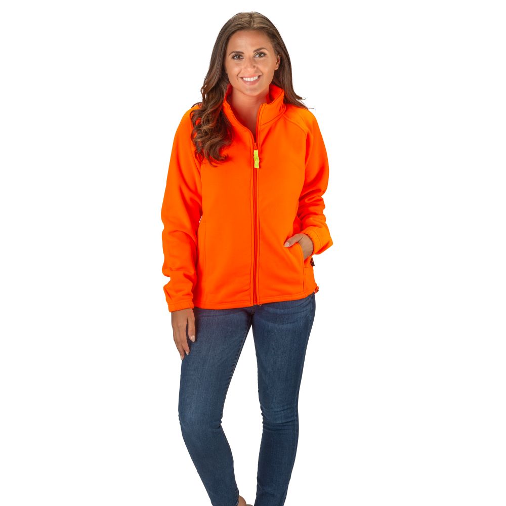 TrailCrest by Treel Women's Semi-Fitted Blaze Orange Full Zip 12 Oz. Fleece Jacket