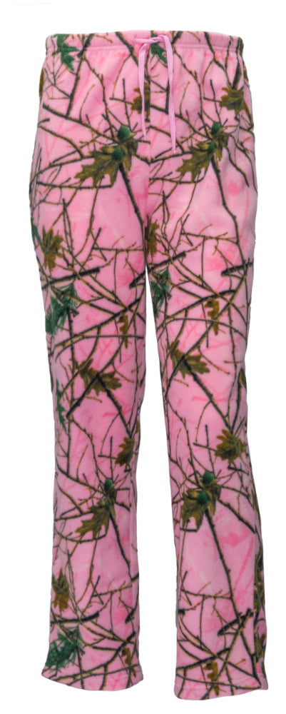 TrailCrest by Treel Women's Open Bottom Sleep and Lounge Casual Plush Soft Coral Fleece Camo Pajama Pants