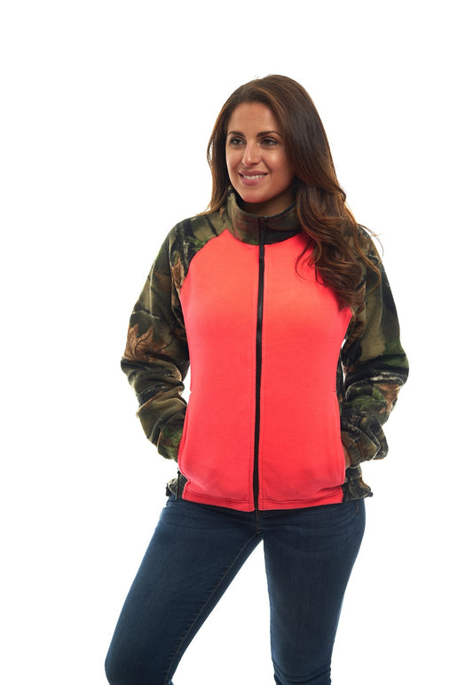 TrailCrest by Treel Women’s Fleece Semi-Fitted Full Zip Long Sleeve Camo Cardigan Jacket