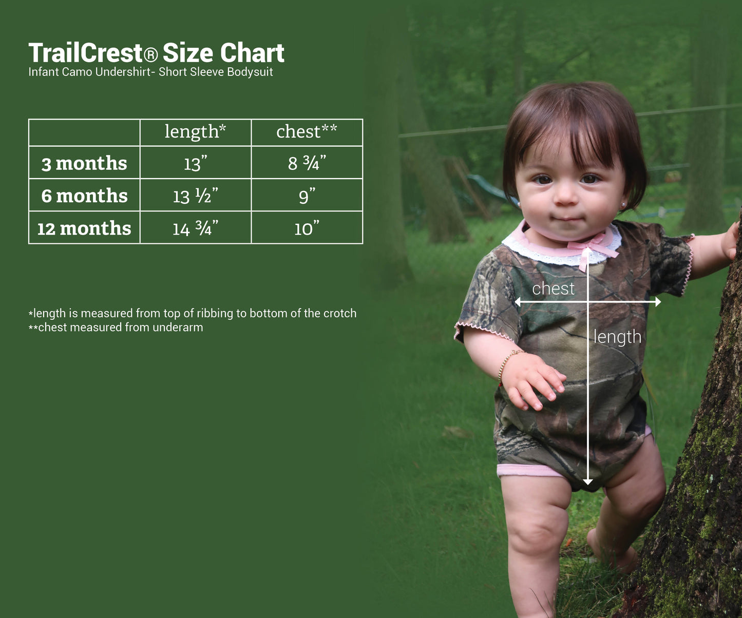 TrailCrest by Treel Newborn Baby Infant Camo Undershirt- Short Sleeve Romper Bodysuit