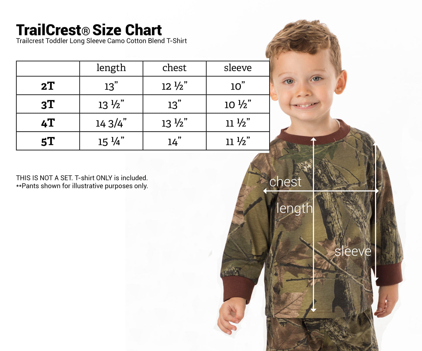 TrailCrest by Treel Toddler Long Sleeve Crew Neck Camo Cotton T-Shirt