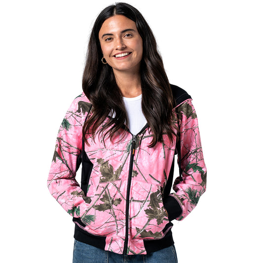 TrailCrest by Treel Women’s Pink Camo Full Zip Hoody Sweatshirt Fashion Hooded Jacket