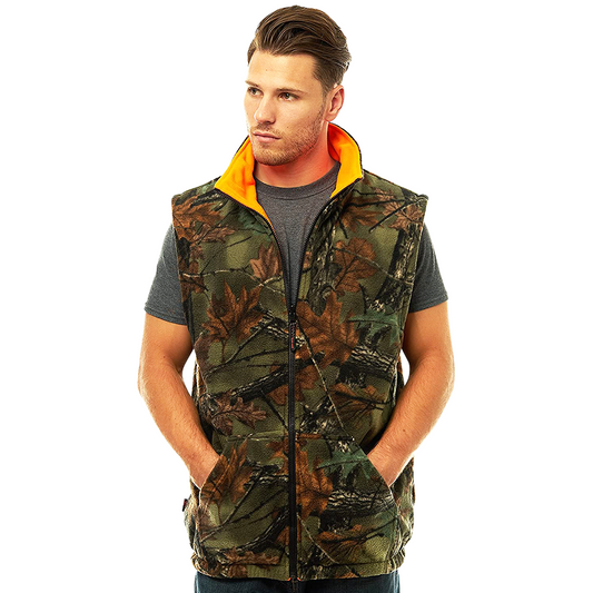 TrailCrest by Treel Men's Reversible Camo & Safety Blaze Orange Vest