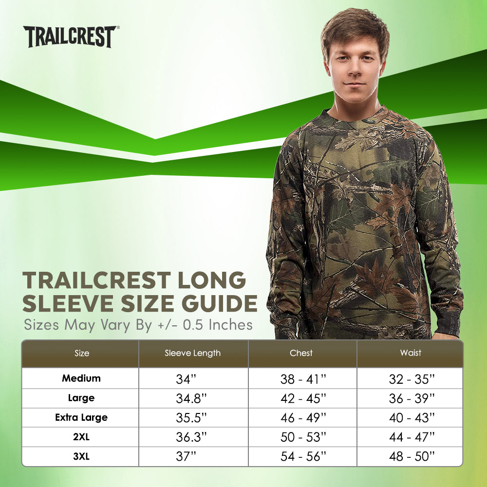 TrailCrest by Treel Men’s Athletic Cotton Long Sleeve T-Shirt Crew Neck Sports Tee