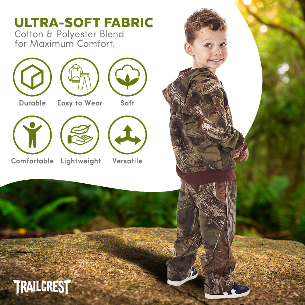 TrailCrest by Treel Infant - Toddler Cotton Camo Full Zip Hoodie Sweatshirt Jacket & Pants Set Tracksuit