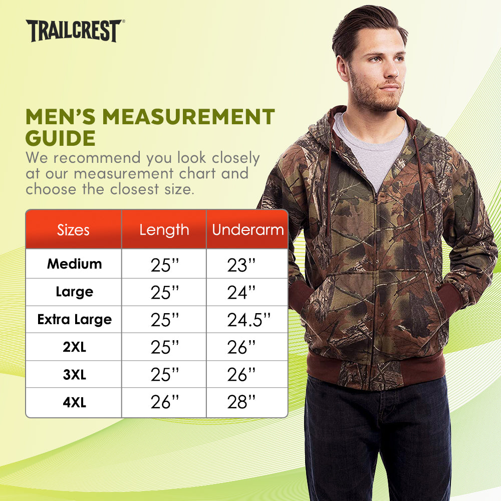 TrailCrest by Treel Men’s Camo Full Zip Up Hoodie Sweatshirt Fashion Hooded Jacket