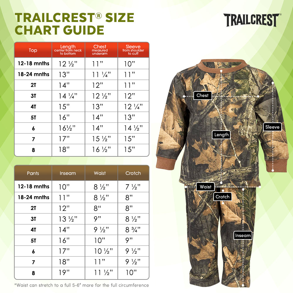 Trailcrest by Treel Infant-Toddler Cotton Camo Long Sleeve T-Shirt and Long Pants Set