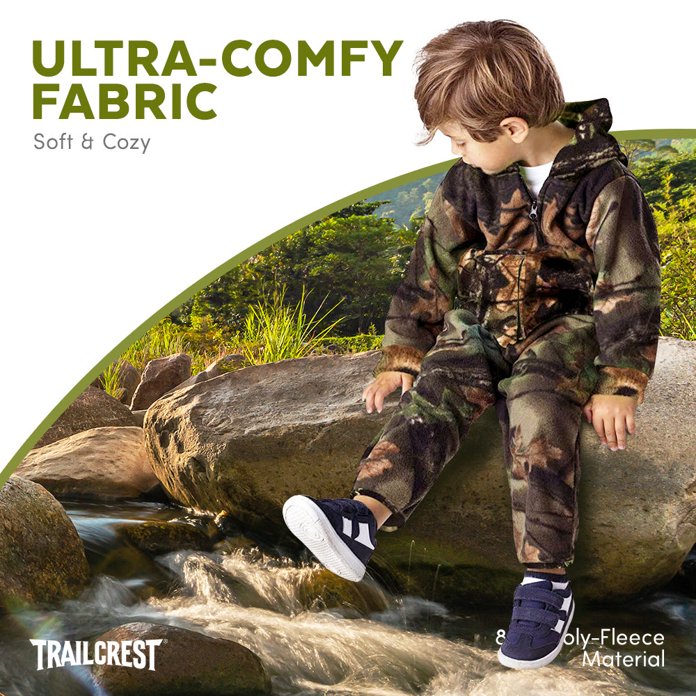 TrailCrest by Treel Infant-Toddler Camo Full Zip Hoodie Sweatshirt Fleece Jacket & Pants Set