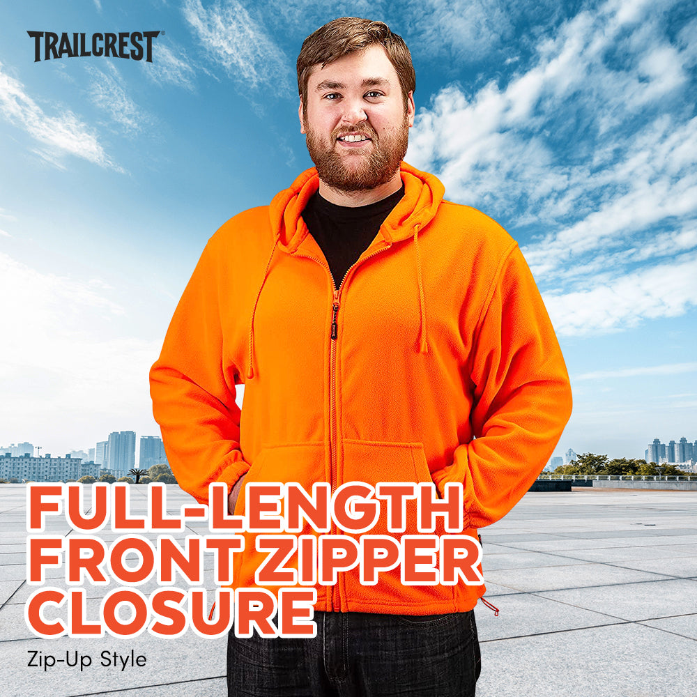 TrailCrest by Treel Chambliss Full Zip Safety Blaze Orange Sweatshirt Hoody