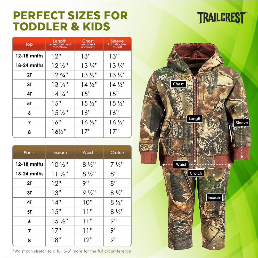 TrailCrest by Treel Infant - Toddler Cotton Camo Full Zip Hoodie Sweatshirt Jacket & Pants Set Tracksuit