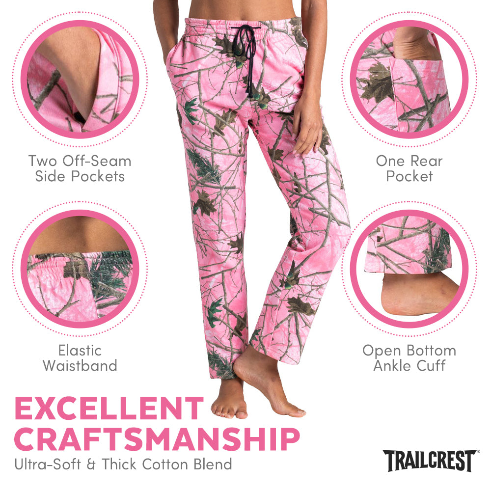 TrailCrest by Treel Women's Open Botton Cotton Blend Cozy Sweatpants Yoga Lounge Pants