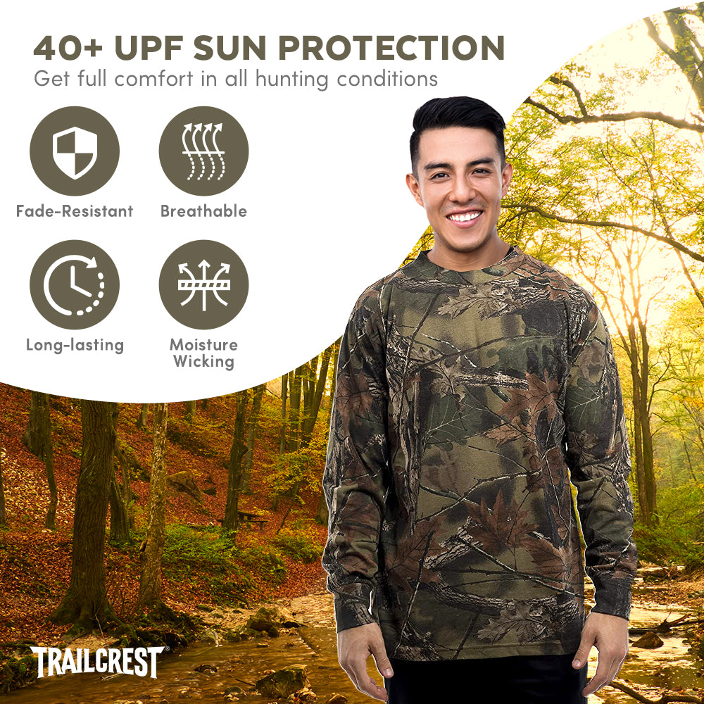 TrailCrest by Treel Men’s Athletic Cotton Long Sleeve T-Shirt Crew Neck Sports Tee