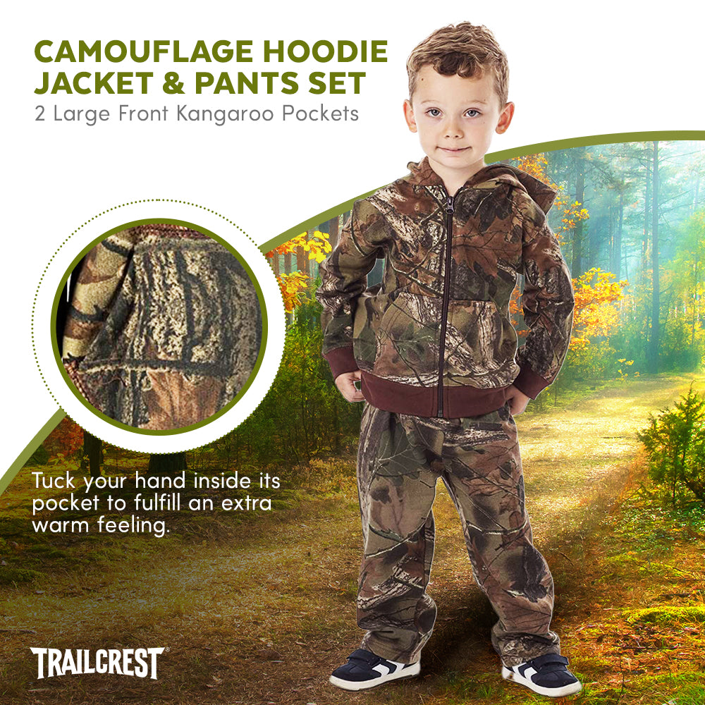 TrailCrest by Treel Infant - Toddler Cotton Camo Full Zip Hoodie Sweatshirt Jacket & Pants Set Tracksuit