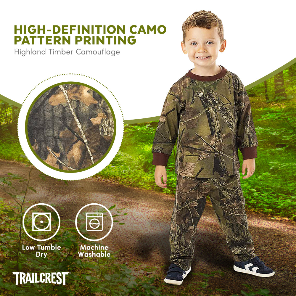 Trailcrest by Treel Infant-Toddler Cotton Camo Long Sleeve T-Shirt and Long Pants Set
