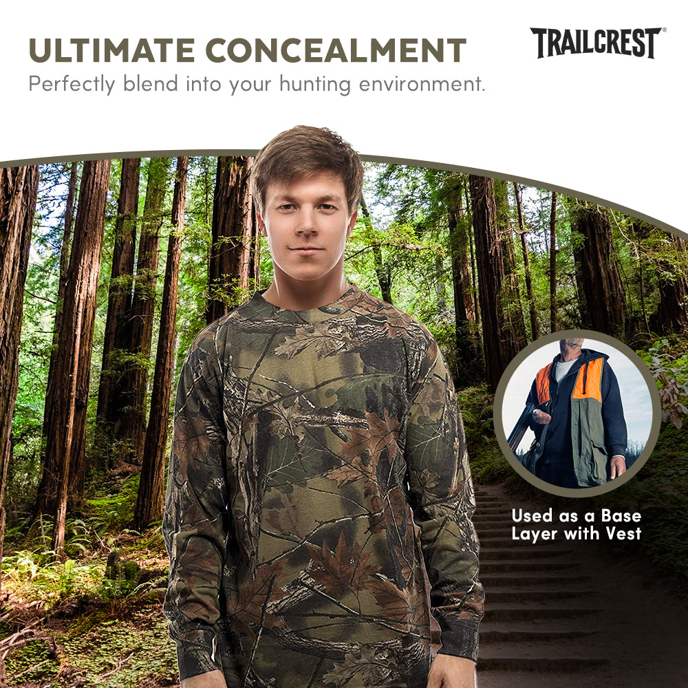 TrailCrest by Treel Men’s Athletic Cotton Long Sleeve T-Shirt Crew Neck Sports Tee