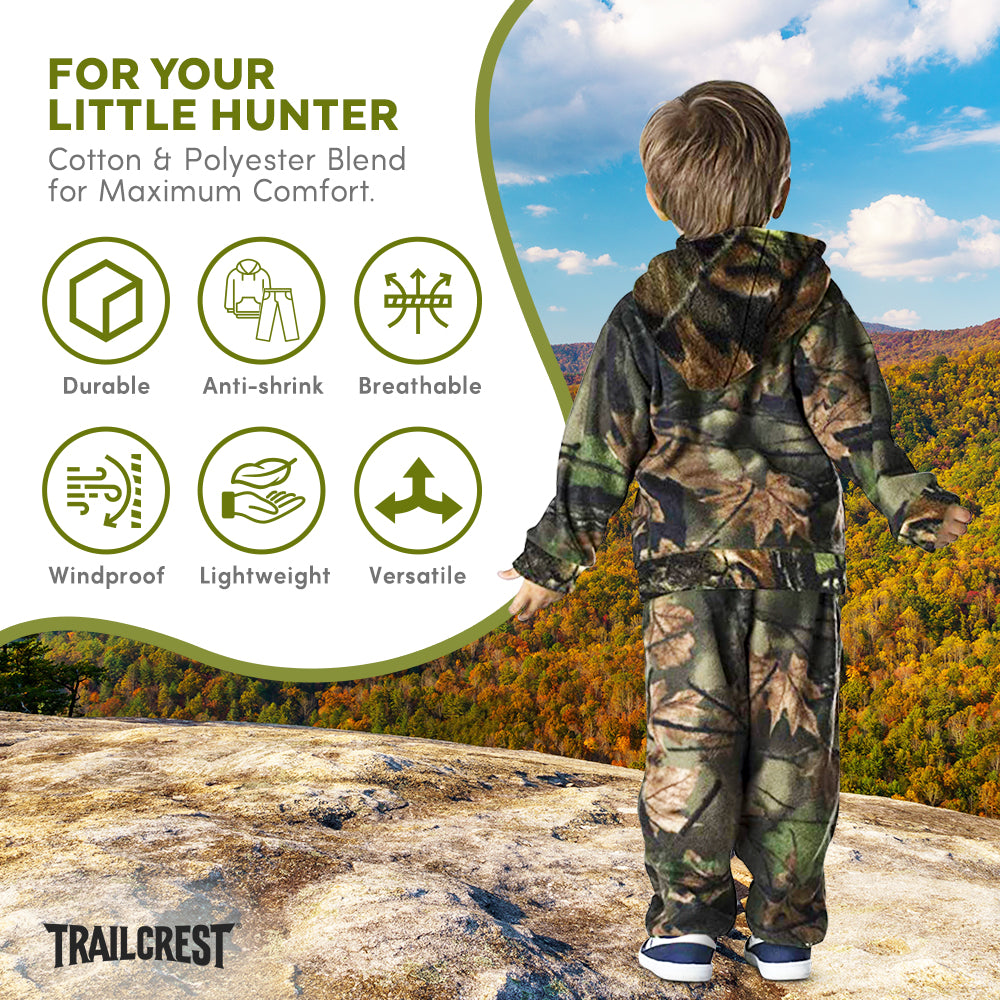 TrailCrest by Treel Infant-Toddler Camo Full Zip Hoodie Sweatshirt Fleece Jacket & Pants Set