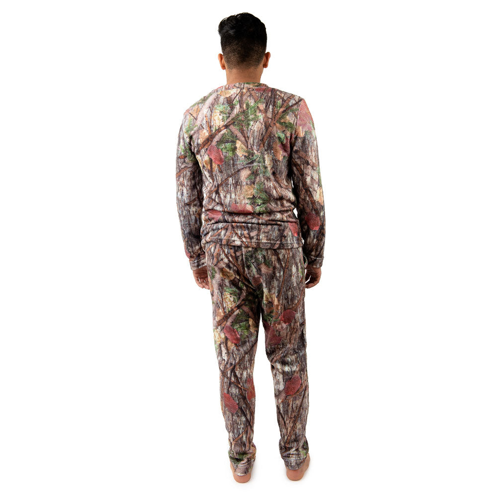 Men's Coral Fleece Camo Pajama Set, Orange