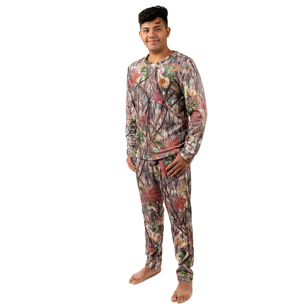 Men's Coral Fleece Camo Pajama Set, Orange