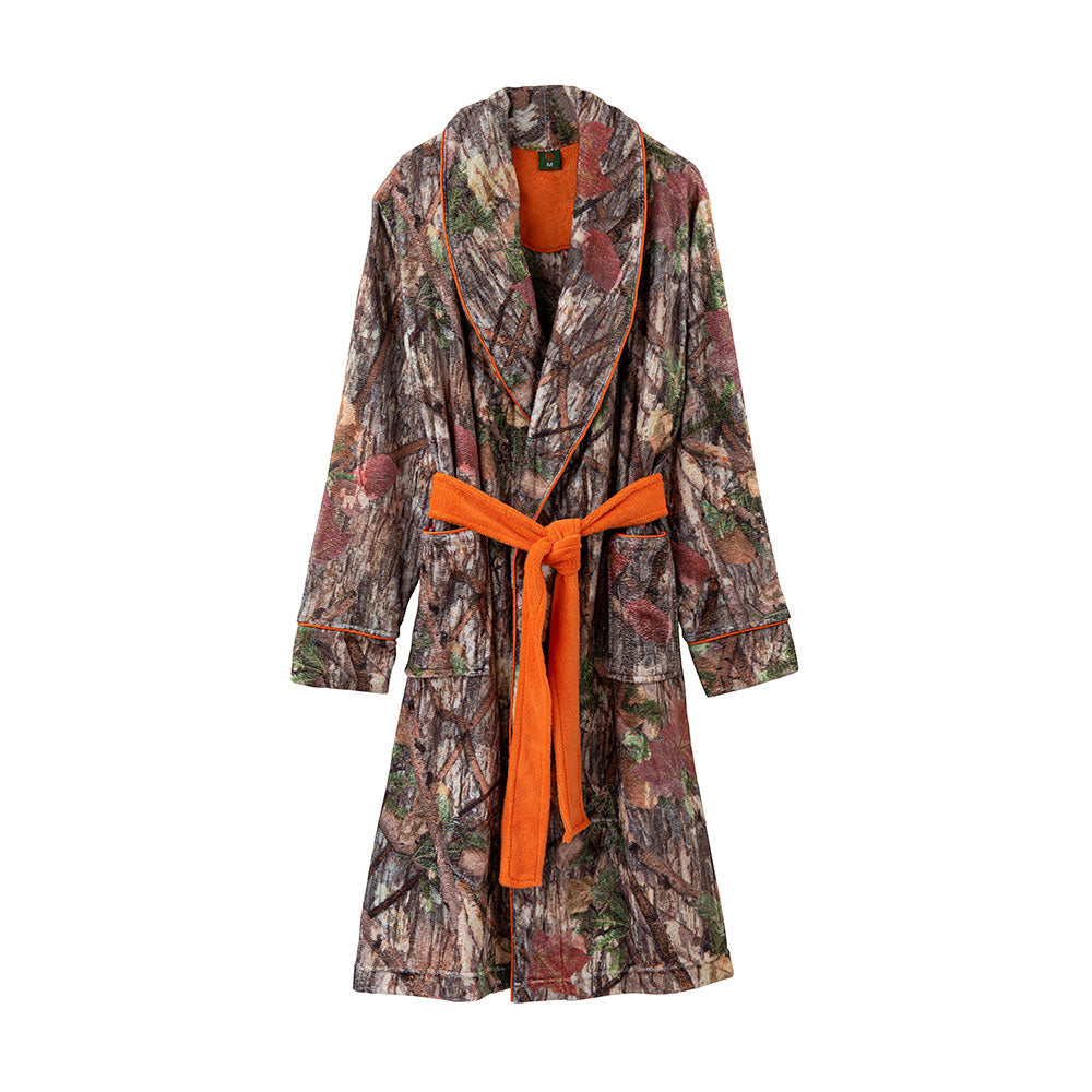 Coral Fleece Lounge Robe, Orange