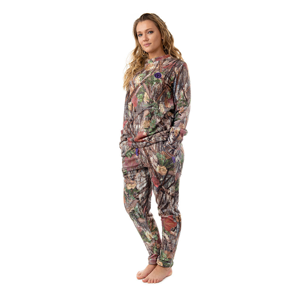 Coral Fleece Camo Pajama Set, Purple