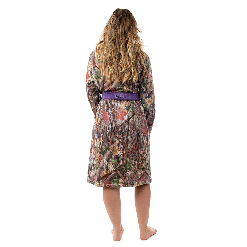 Coral Fleece Camo Lounge Robe, Purple