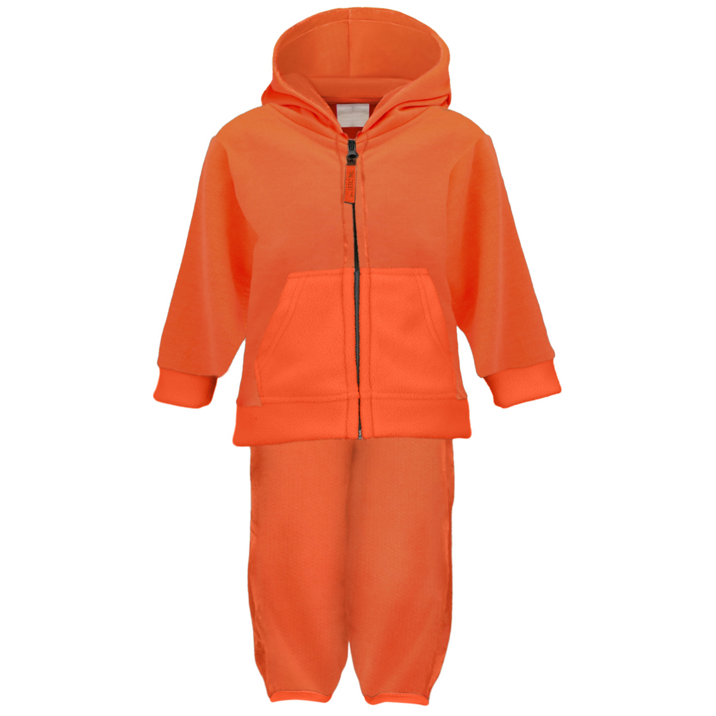 TrailCrest by Treel Toddler Safety Blaze Orange Full Zip Hoody Sweatshirt Fleece Jacket & Pants Set