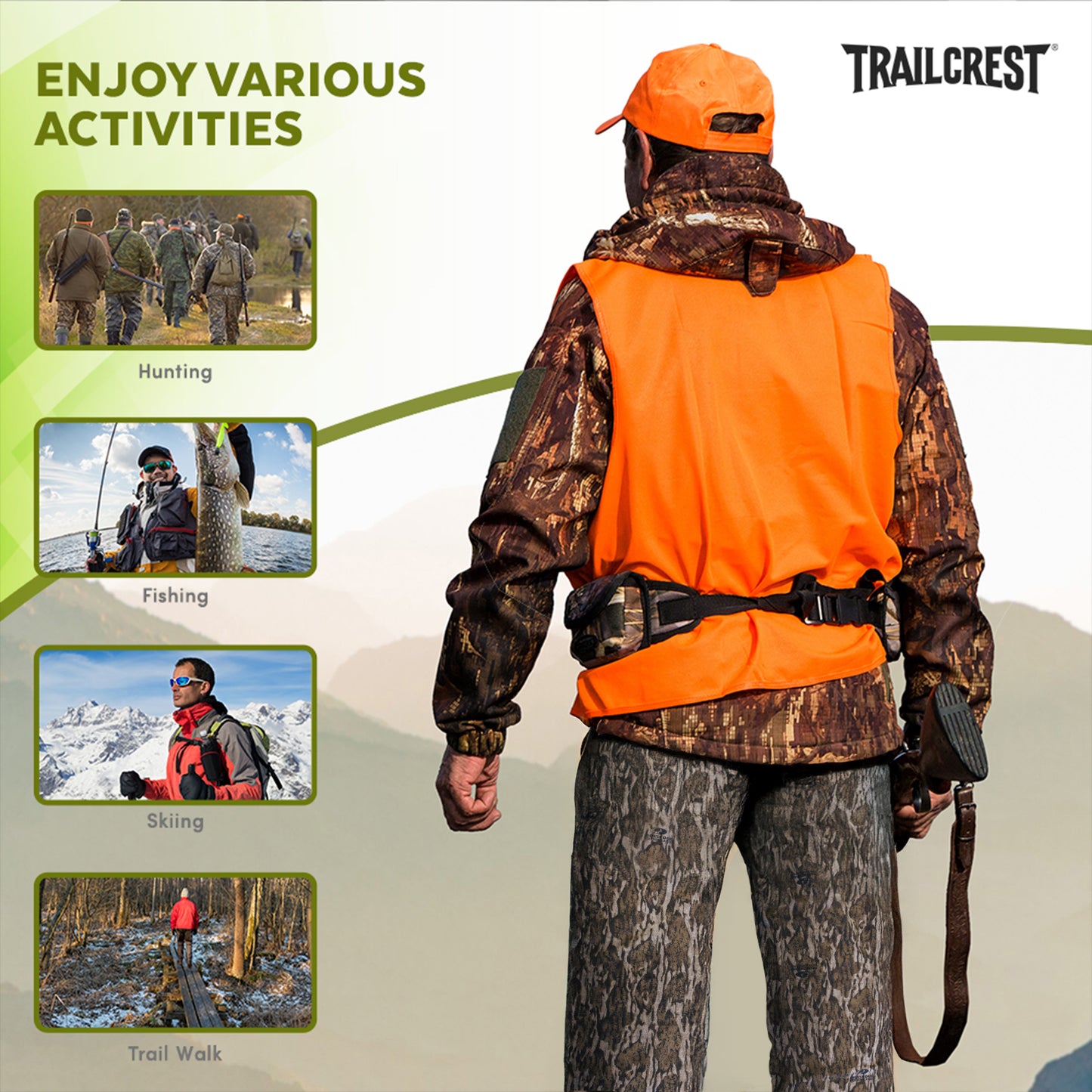 TrailCrest by Treel Men's Open Bottom Cotton Blend Cozy Sweatpants with 3 Pockets Yoga Lounge Hunting