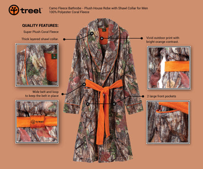 Coral Fleece Lounge Robe, Orange