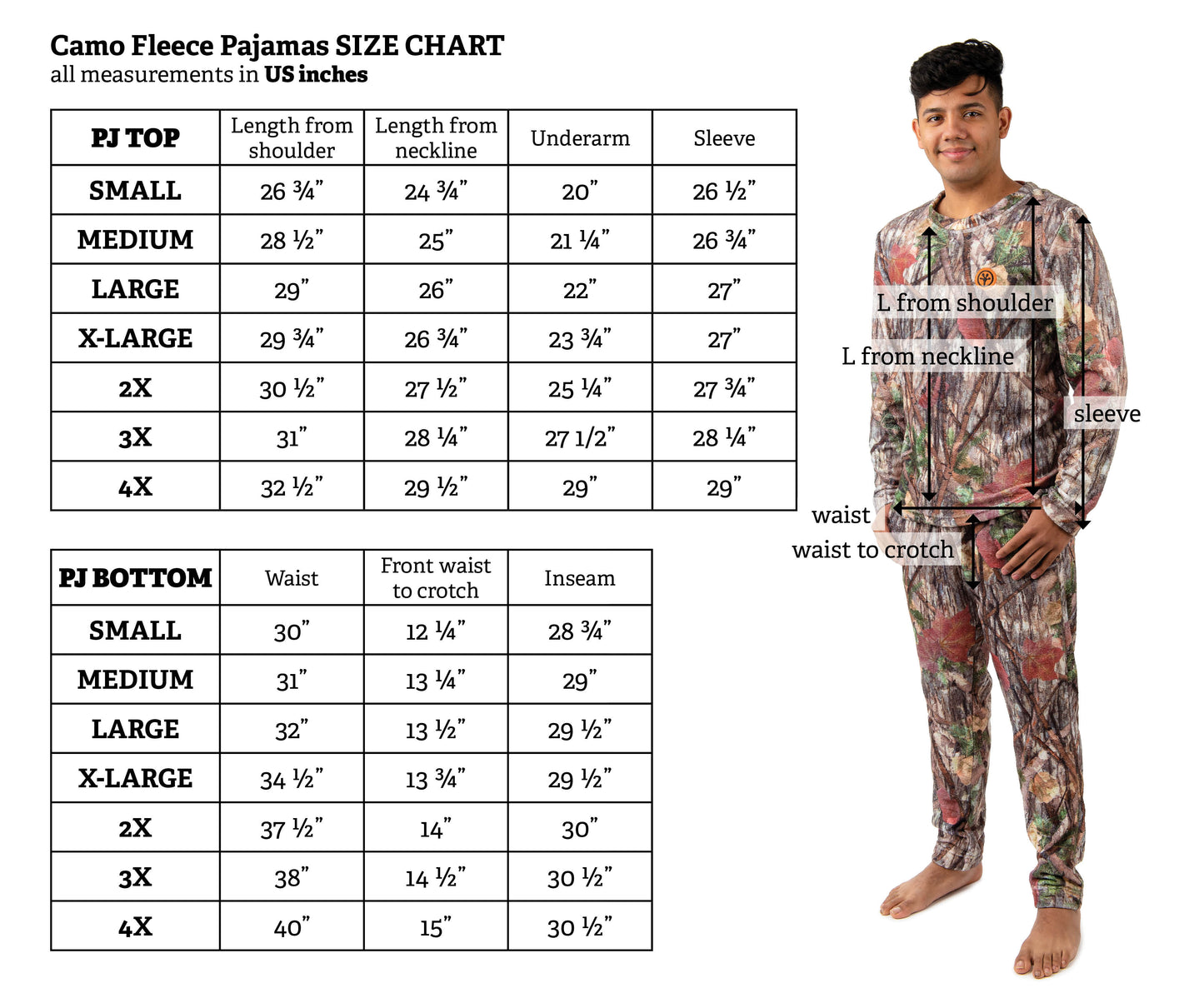 Men's Coral Fleece Camo Pajama Set, Orange