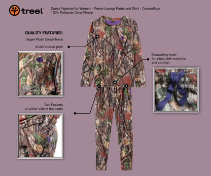 Coral Fleece Camo Pajama Set, Purple