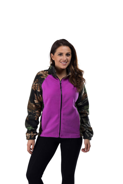 TrailCrest by Treel Women’s Fleece Semi-Fitted Full Zip Long Sleeve Camo Cardigan Jacket