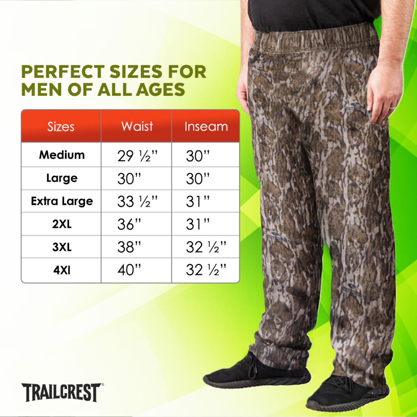 TrailCrest by Treel Men's Open Bottom Cotton Blend Cozy Sweatpants with 3 Pockets Yoga Lounge Hunting