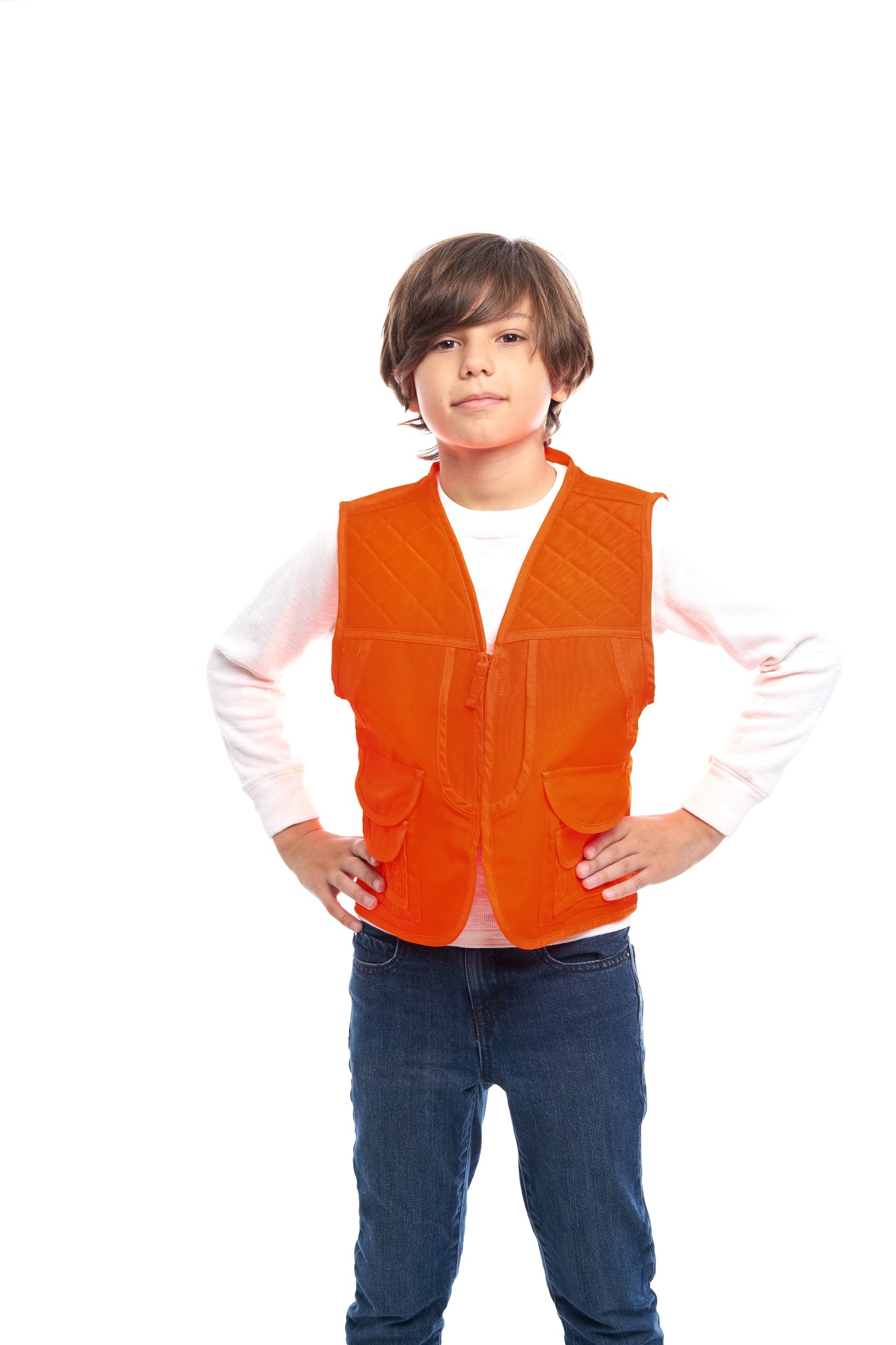 TrailCrest by Treel Kids Blaze Orange Safety Front Loader High Visibility Hunting Vest