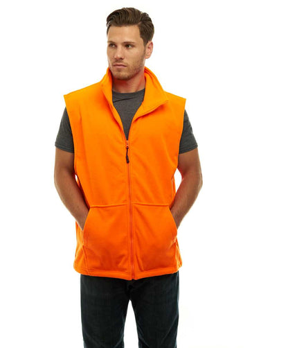 TrailCrest by Treel Men's Fleece Safety Blaze Orange High Visibility Hunting Vest