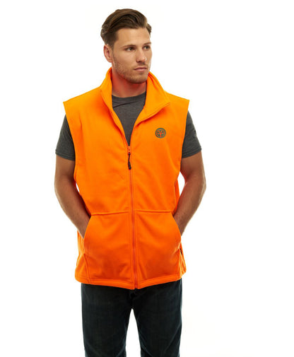 TrailCrest by Treel Men's Fleece Safety Blaze Orange High Visibility Hunting Vest